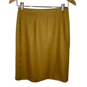 Linen Blend Braemar By Jeremy Scott Petites Mustard Skirt Size 8 Lined